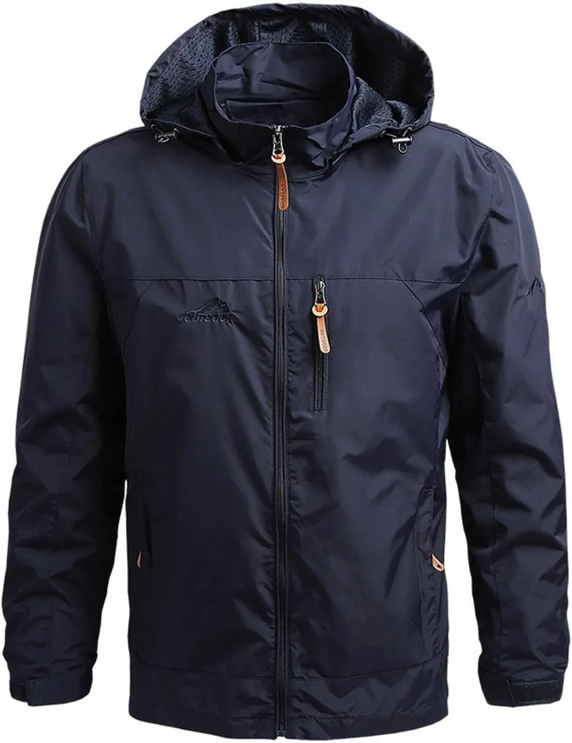 Mens Outdoor Windbreaker Lightweight Waterproof Sports Jacket Raincoat Stylish Hooded Zipper Spring Fall Rain Jackets