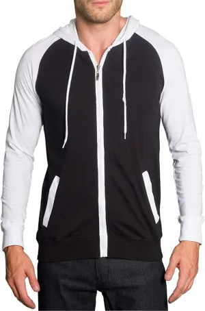 Men's Raglan Lightweight Zip Up Hoodie Sweatshirts