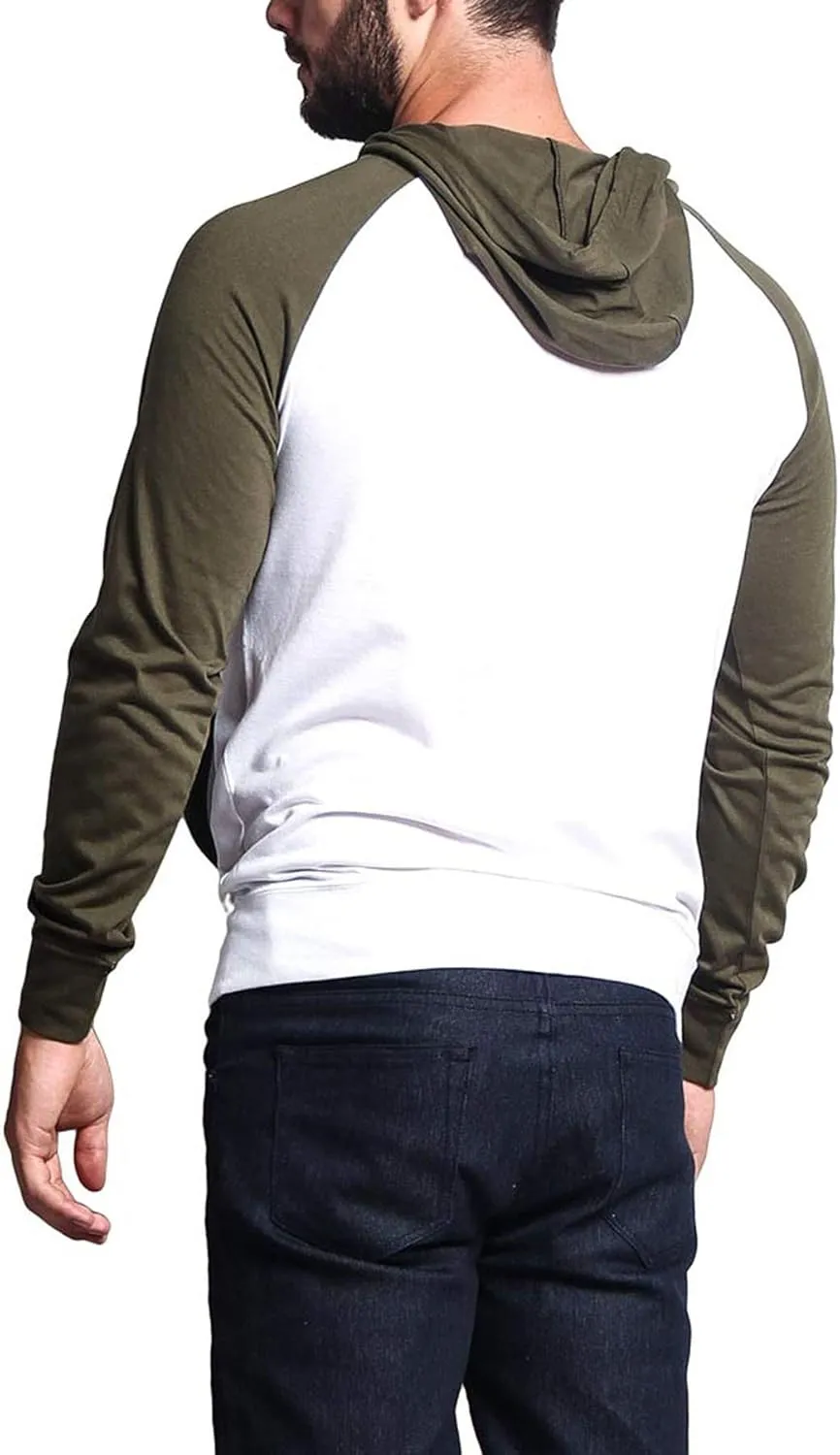 Men's Raglan Lightweight Zip Up Hoodie Sweatshirts