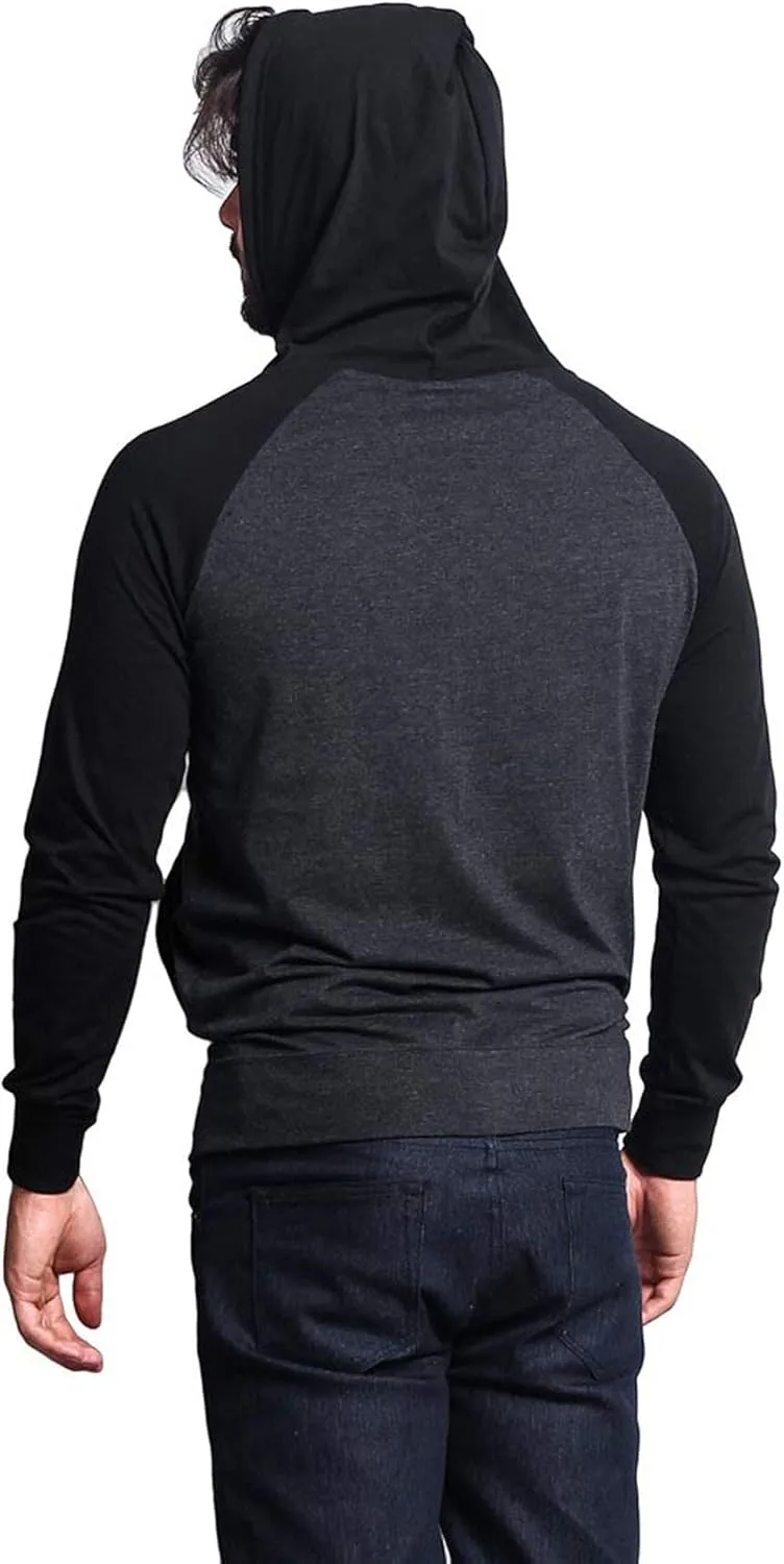 Men's Raglan Lightweight Zip Up Hoodie Sweatshirts