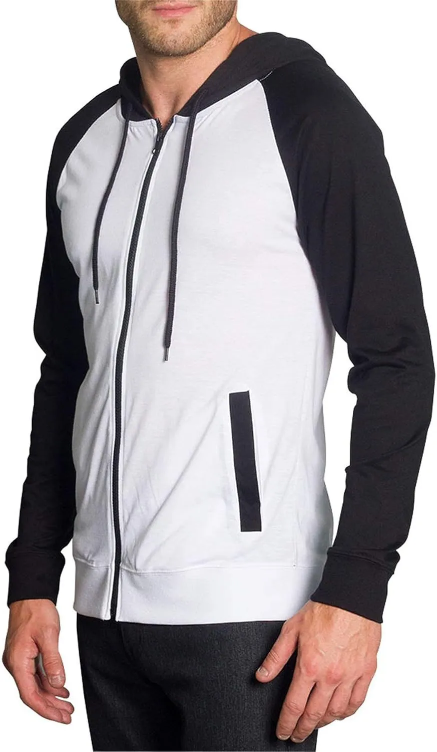 Men's Raglan Lightweight Zip Up Hoodie Sweatshirts