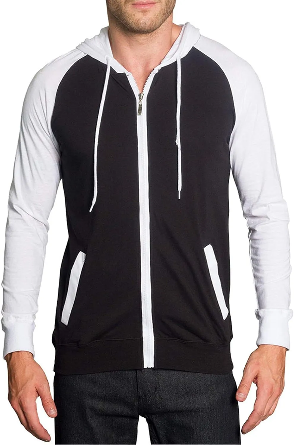 Men's Raglan Lightweight Zip Up Hoodie Sweatshirts