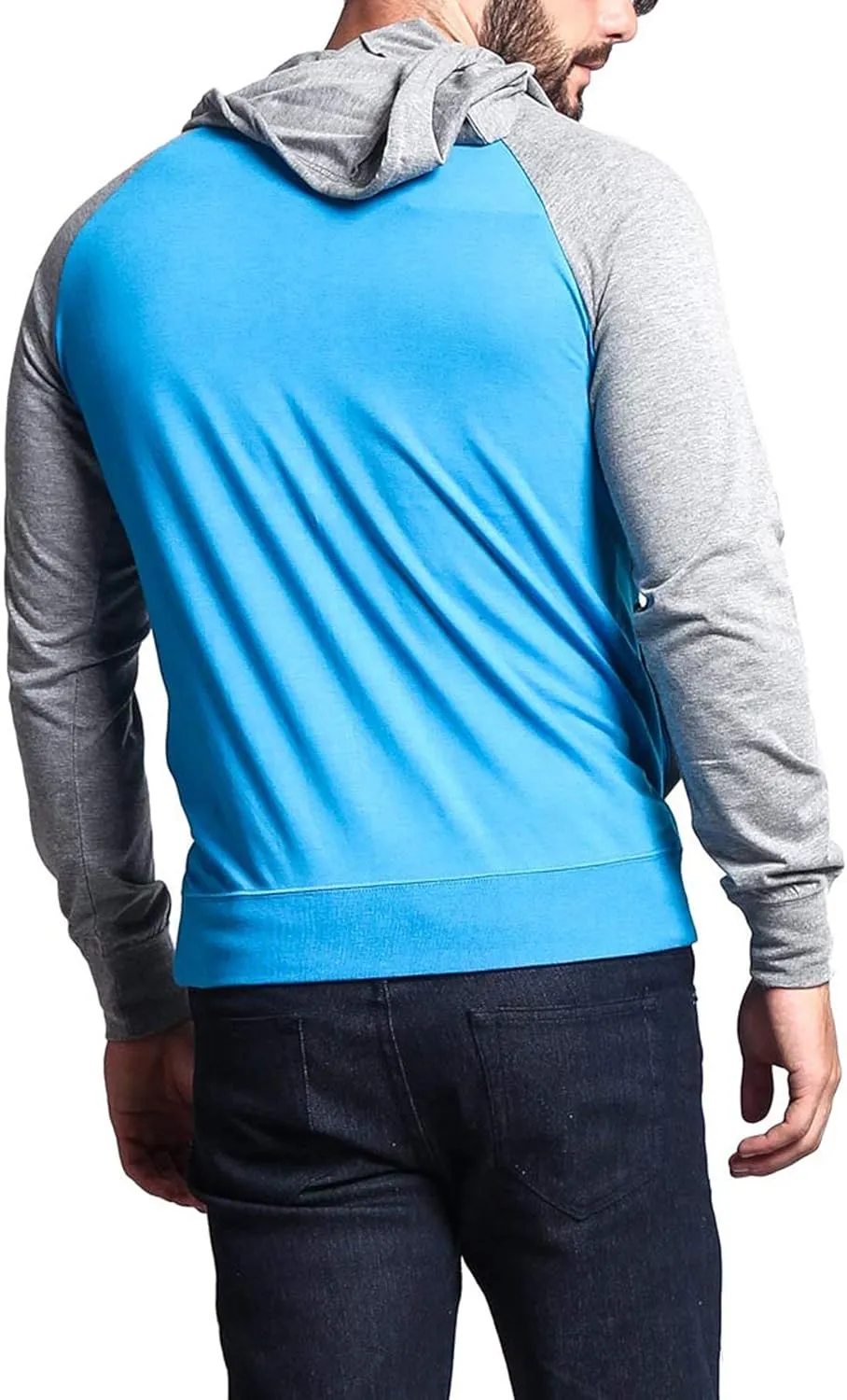 Men's Raglan Lightweight Zip Up Hoodie Sweatshirts