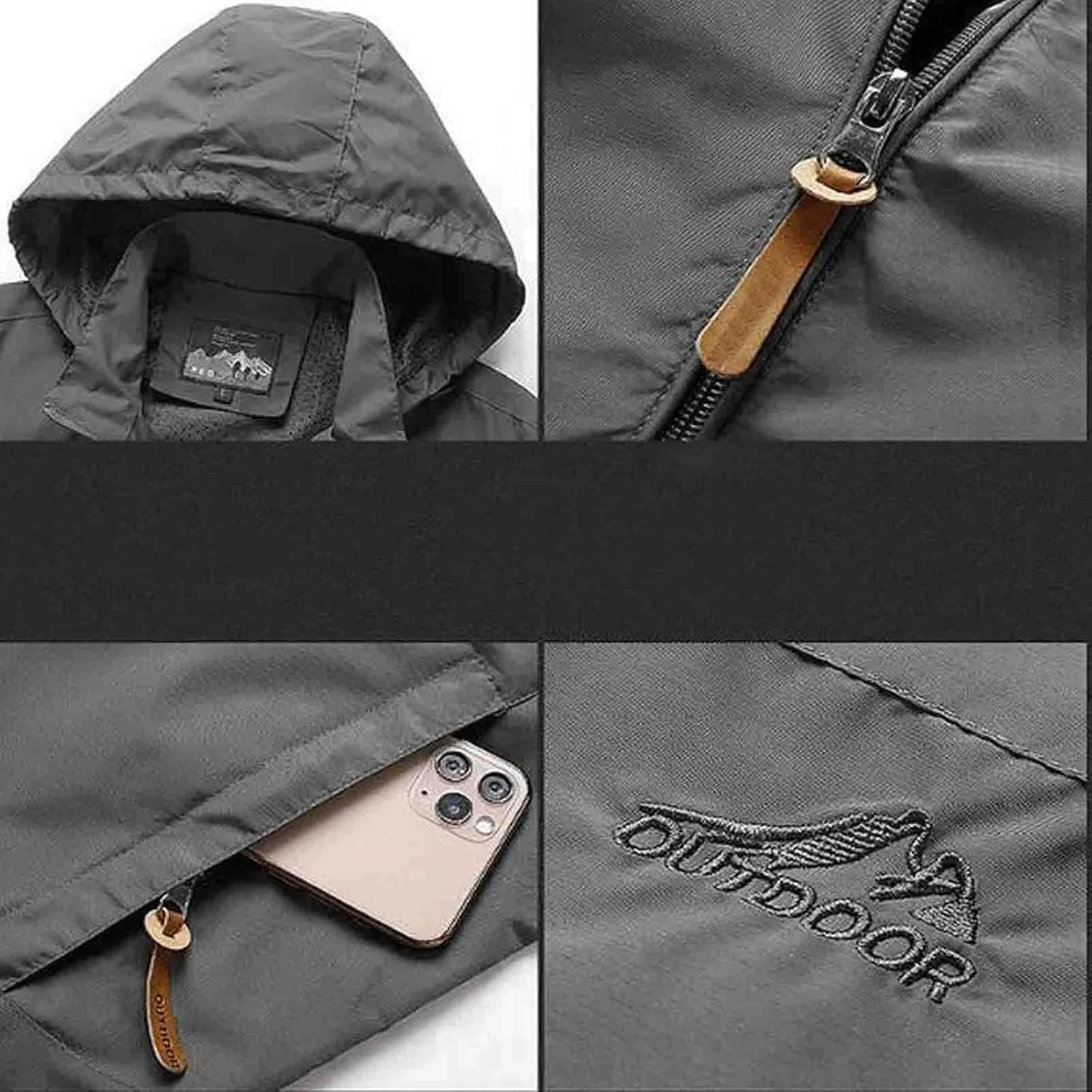 Mens Rain Jacket Suit Mountaineering Suit Coat Windbreaker Outdoor Sports Jacket Men Waterproof