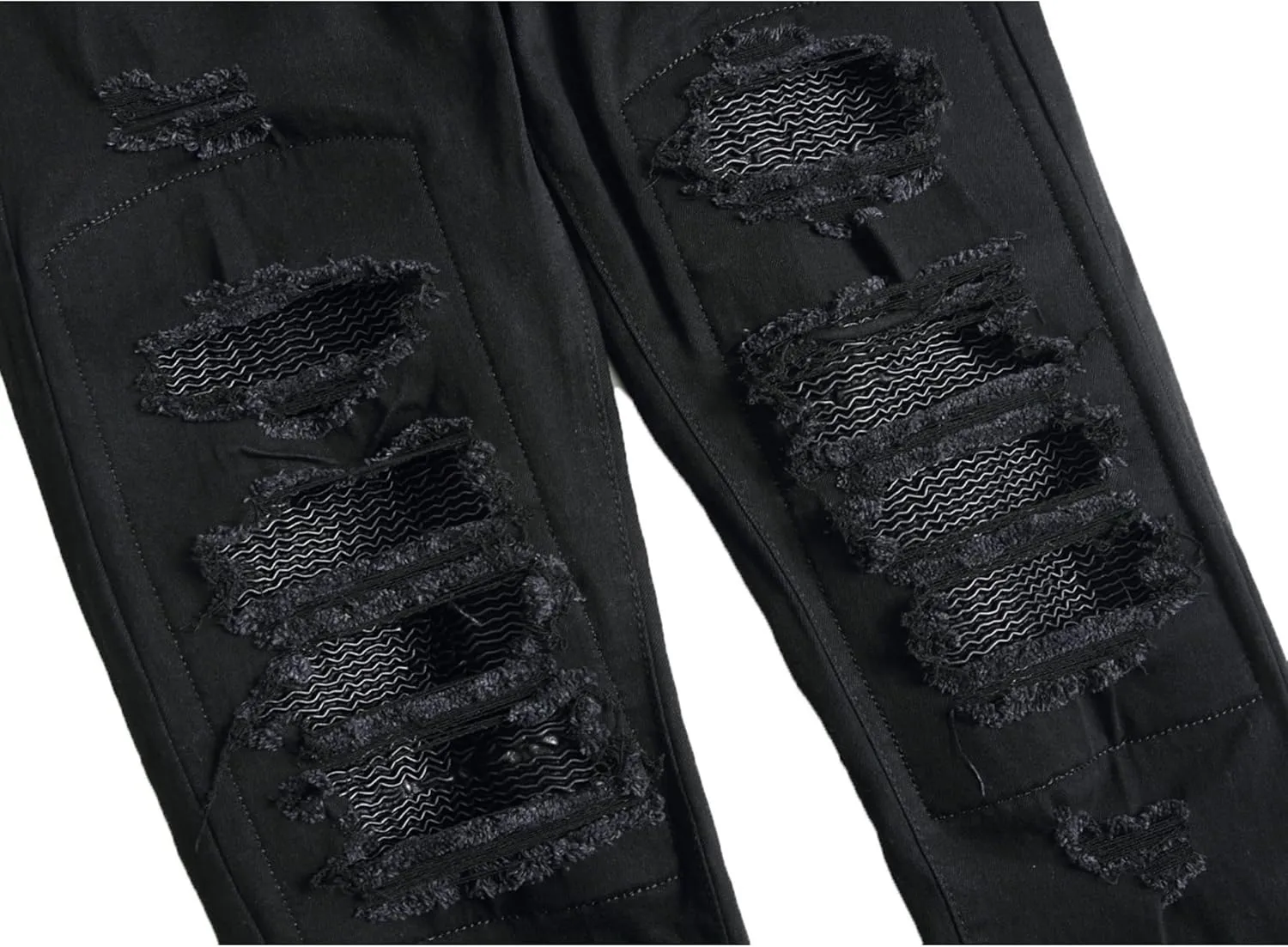 Men's Ripped Skinny Stretch Jeans Vintage Distressed Straight Leg Denim Pants Regular Fit Destroyed Jean Trousers