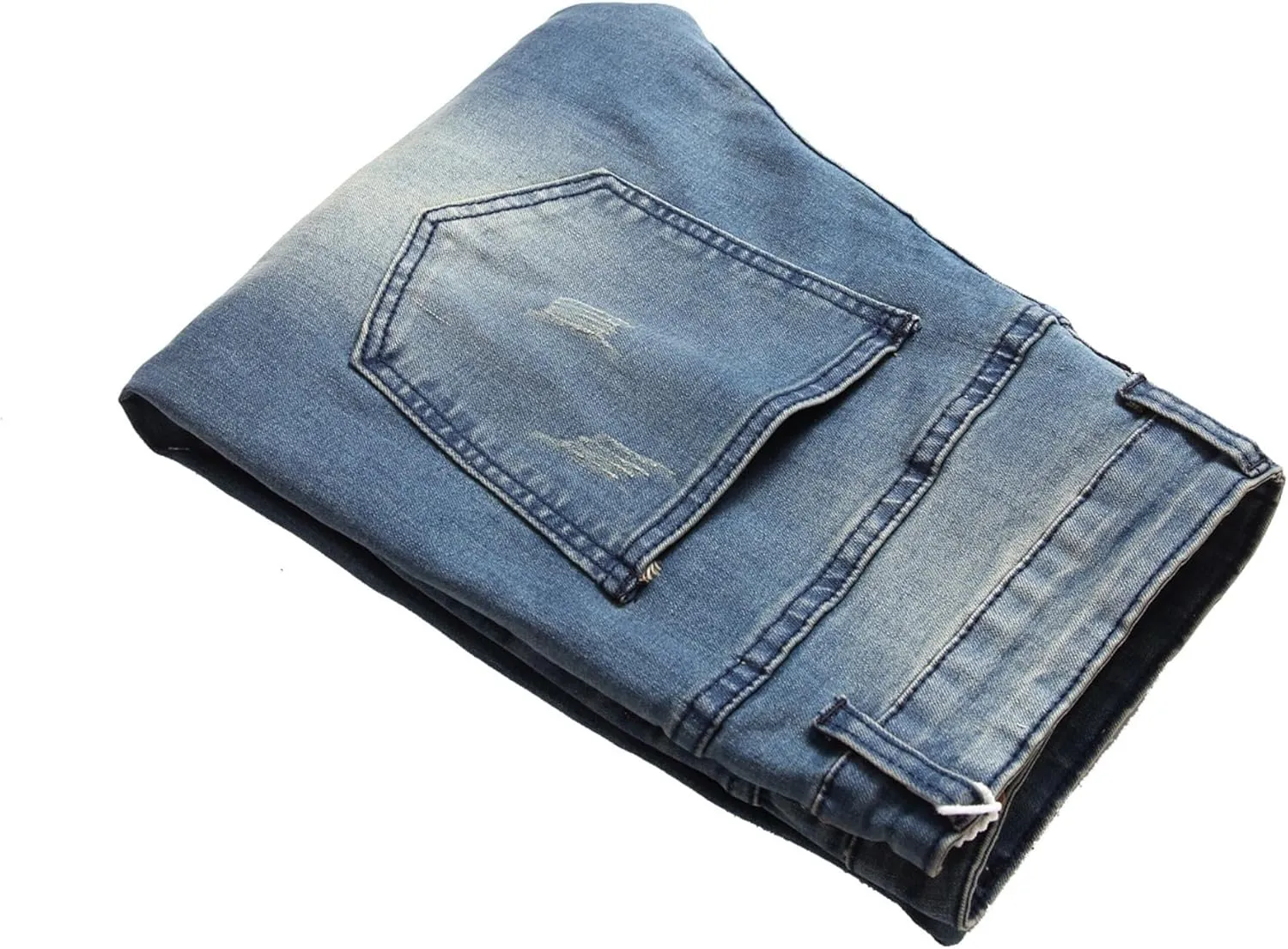 Men's Ripped Skinny Stretch Jeans Vintage Distressed Straight Leg Denim Pants Regular Fit Destroyed Jean Trousers