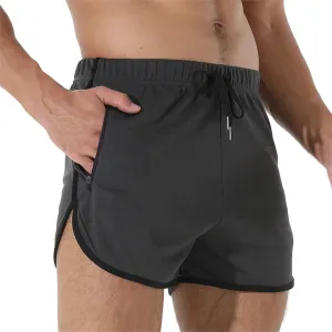Men's Running Shorts Quick Dry Drawstring Sports Shorts Solid Color Athletic Pants Summer Bodybuilding Workout Pants
