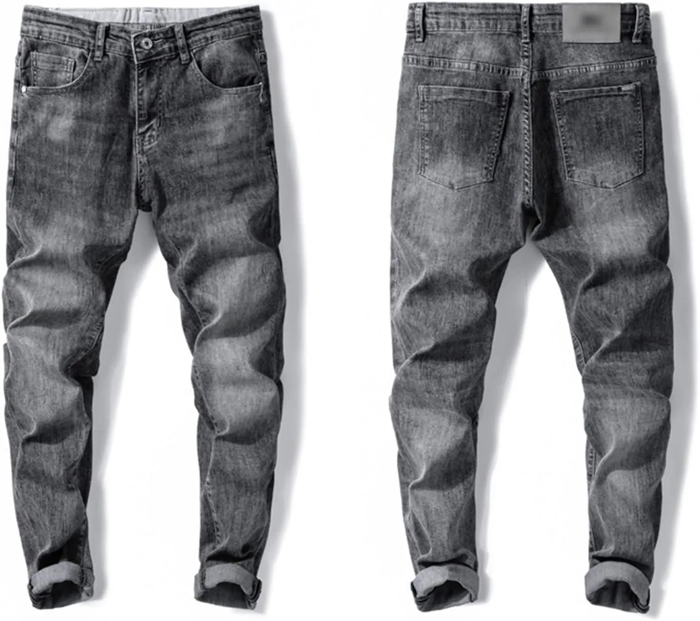 Men's Skinny Slim Fit Stretch Jeans Stylish Washed Tapered Leg Denim Pants Classic Vintage Pencil Jean Trousers