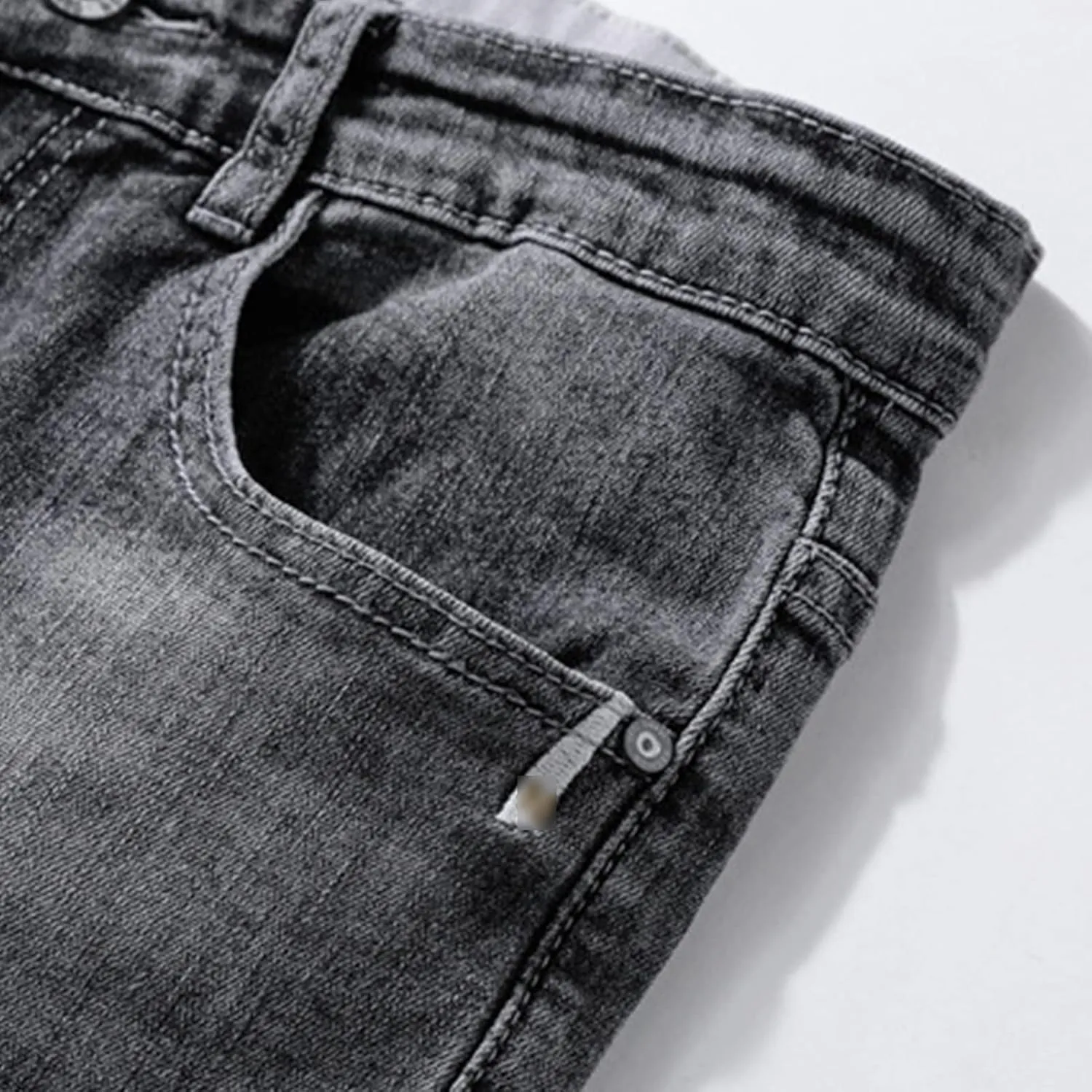Men's Skinny Slim Fit Stretch Jeans Stylish Washed Tapered Leg Denim Pants Classic Vintage Pencil Jean Trousers