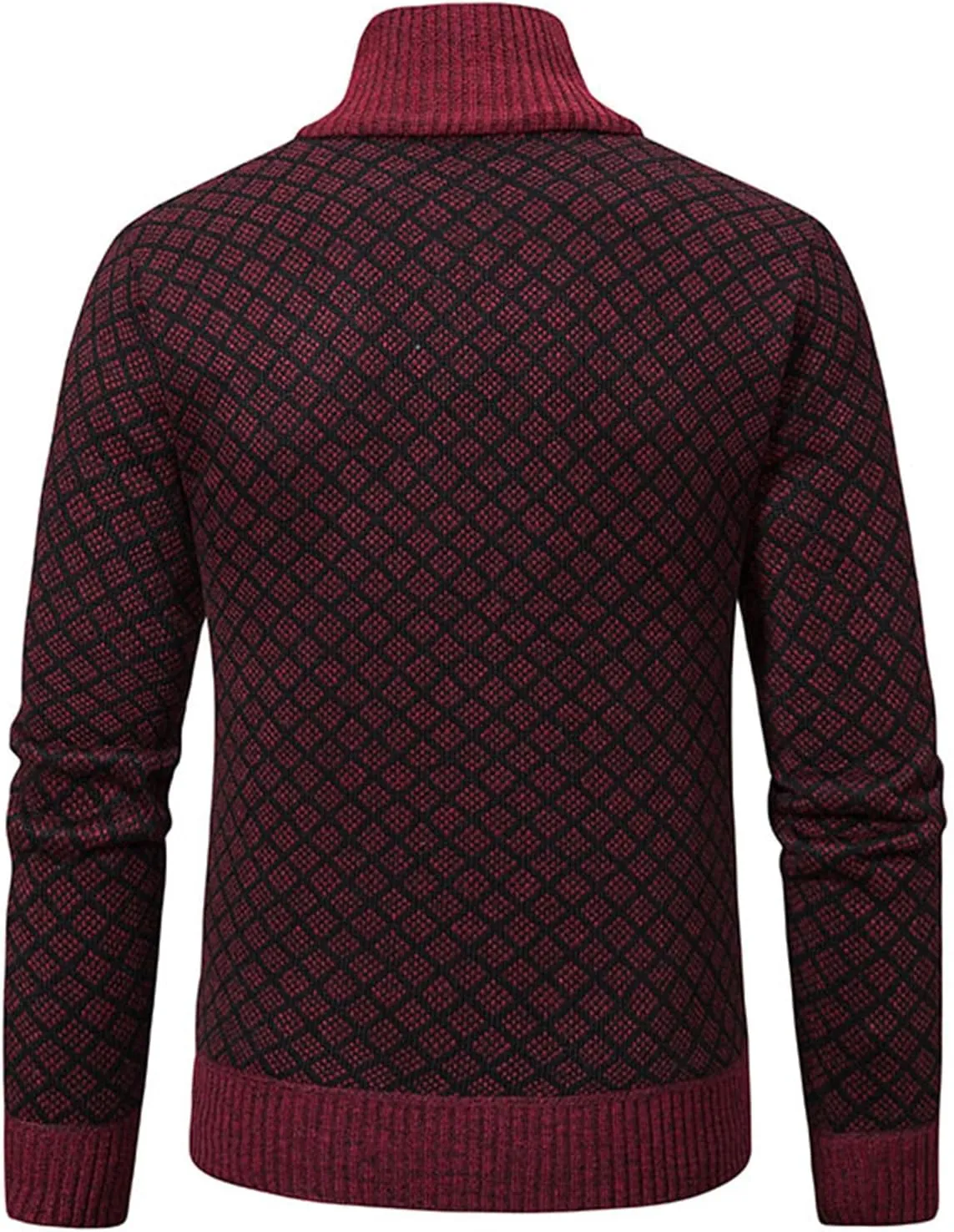 Men's Slim Fit Dressy Sweaters Full Zip Mock Collar Casual Knitted Cardigan with Pockets
