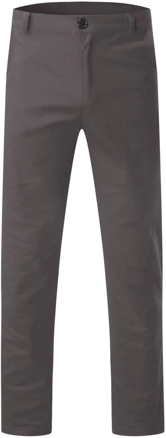 Men's Slim Fit Pants Open Bottom Straight Leg Stretch Waist Pants Solid Chino Casual Tapered Trousers with Pockets