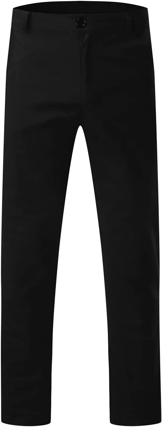 Men's Slim Fit Pants Open Bottom Straight Leg Stretch Waist Pants Solid Chino Casual Tapered Trousers with Pockets