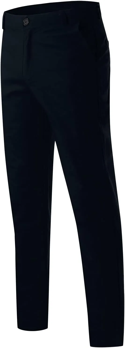 Men's Slim Fit Pants Open Bottom Straight Leg Stretch Waist Pants Solid Chino Casual Tapered Trousers with Pockets