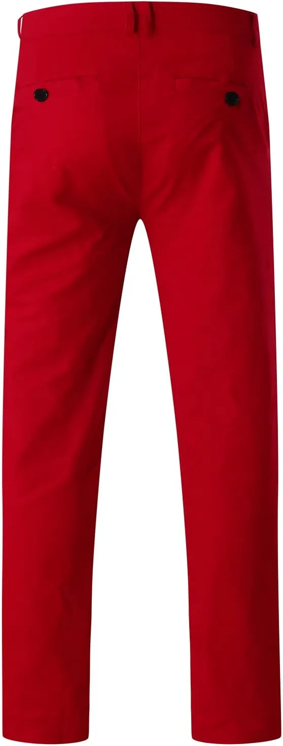 Men's Slim Fit Pants Open Bottom Straight Leg Stretch Waist Pants Solid Chino Casual Tapered Trousers with Pockets