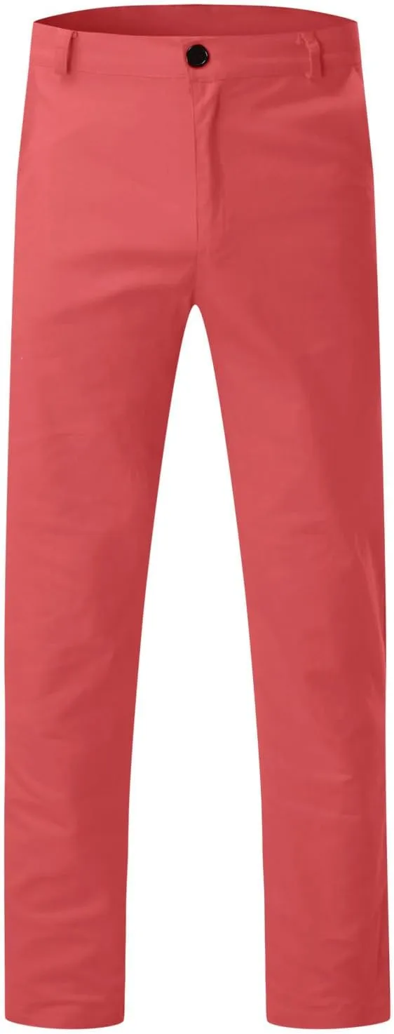 Men's Slim Fit Pants Open Bottom Straight Leg Stretch Waist Pants Solid Chino Casual Tapered Trousers with Pockets