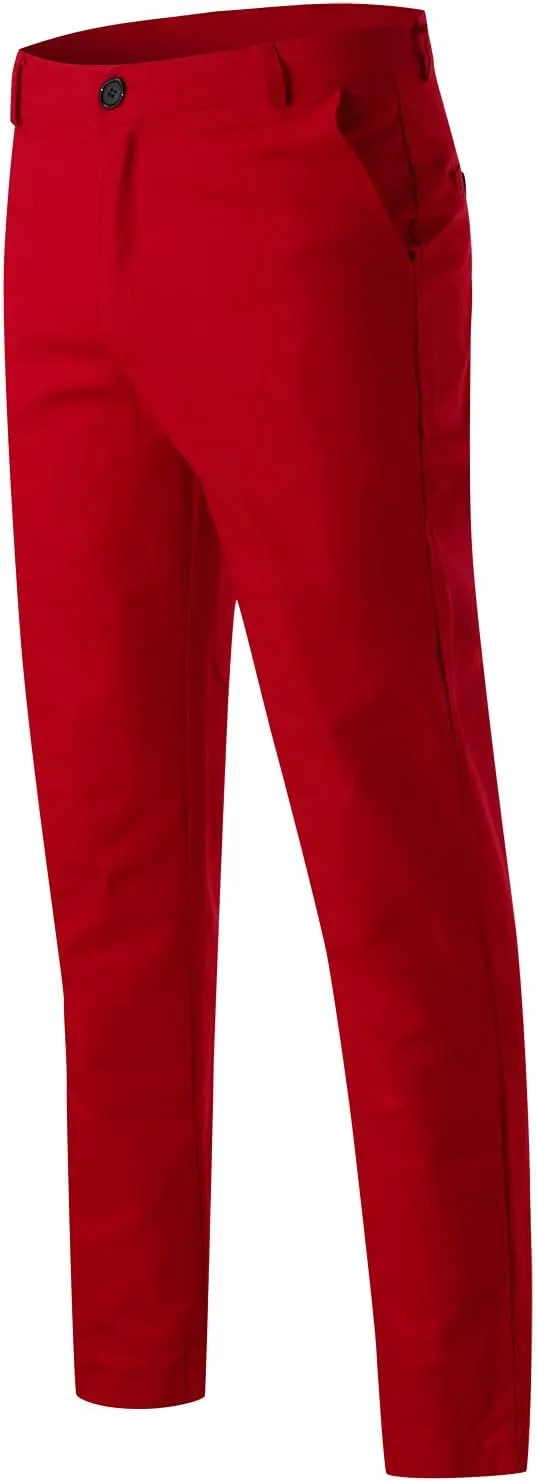 Men's Slim Fit Pants Open Bottom Straight Leg Stretch Waist Pants Solid Chino Casual Tapered Trousers with Pockets