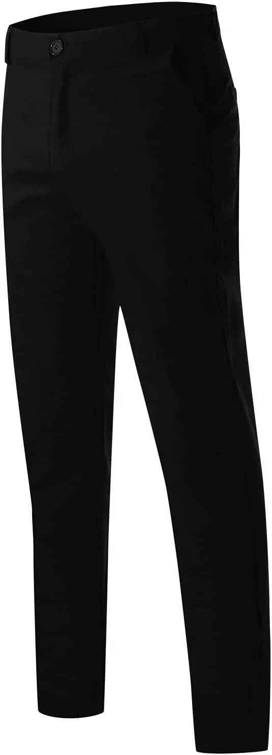 Men's Slim Fit Pants Open Bottom Straight Leg Stretch Waist Pants Solid Chino Casual Tapered Trousers with Pockets