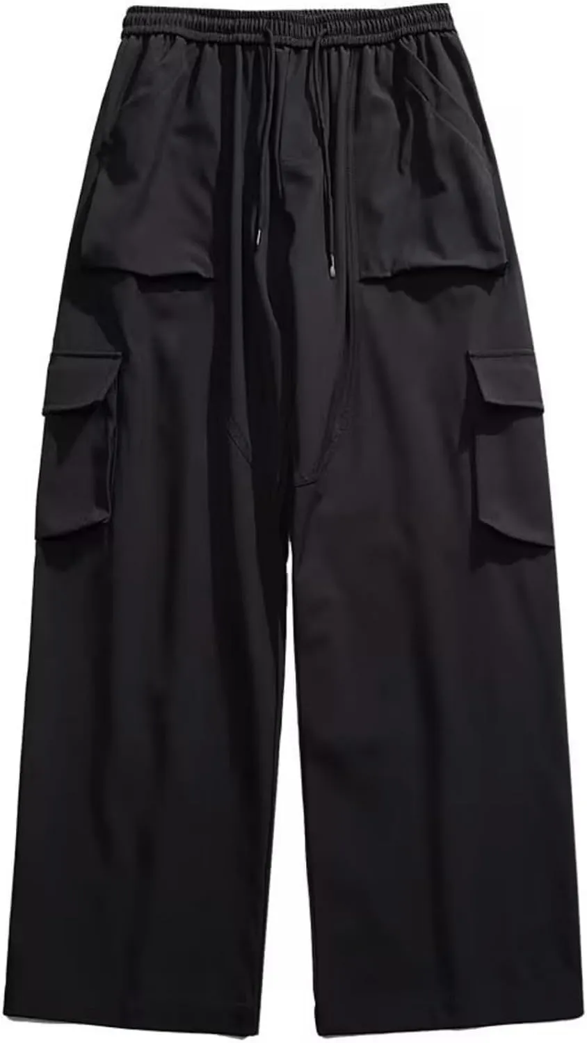 Men's Solid Color Straight Cargo Pants Multi Pocket Loose Wide Leg Trousers Fashionable Loose Sports Casual Pants