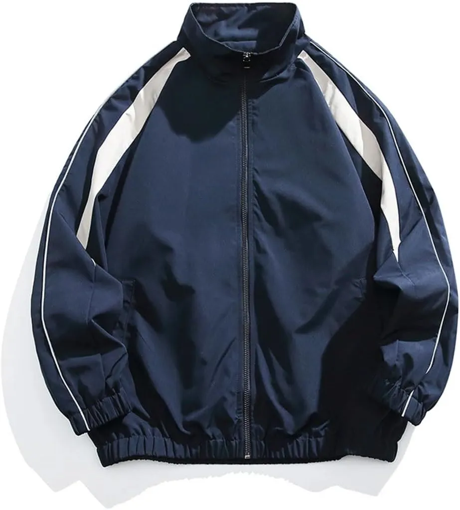 Men's Spring Patchwork Spring Baseball Jacket Teenagers' Patchwork Reflective Casual Jacket