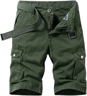 Men's Summer Baggy Multi Pocket Military Cargo Shorts Cotton Tactical-Style No Belt