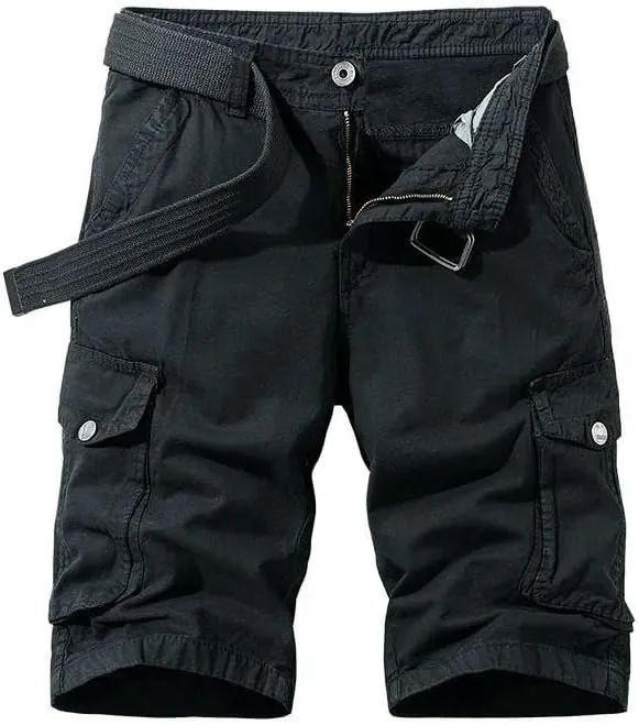 Men's Summer Baggy Multi Pocket Military Cargo Shorts Cotton Tactical-Style No Belt