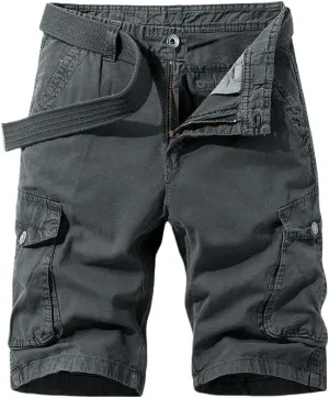 Men's Summer Baggy Multi Pocket Military Cargo Shorts Cotton Tactical-Style No Belt
