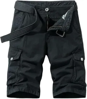 Men's Summer Baggy Multi Pocket Military Cargo Shorts Cotton Tactical-Style No Belt