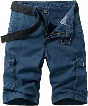 Men's Summer Baggy Multi Pocket Military Cargo Shorts Cotton Tactical-Style No Belt