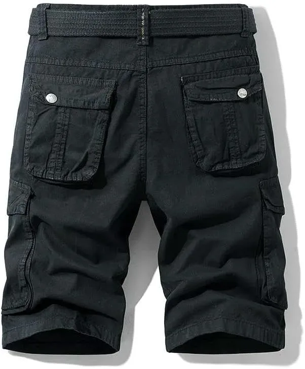 Men's Summer Baggy Multi Pocket Military Cargo Shorts Cotton Tactical-Style No Belt
