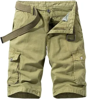 Men's Summer Baggy Multi Pocket Military Cargo Shorts Cotton Tactical-Style No Belt
