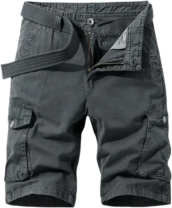 Men's Summer Baggy Multi Pocket Military Cargo Shorts Cotton Tactical-Style No Belt