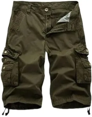 Men's Summer Cotton Army Military Tactical-Style Cargo Shorts Casual Streetwear Multi-Pocket