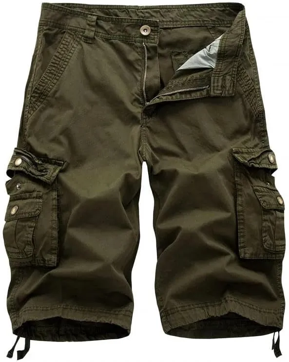 Men's Summer Cotton Army Military Tactical-Style Cargo Shorts Casual Streetwear Multi-Pocket