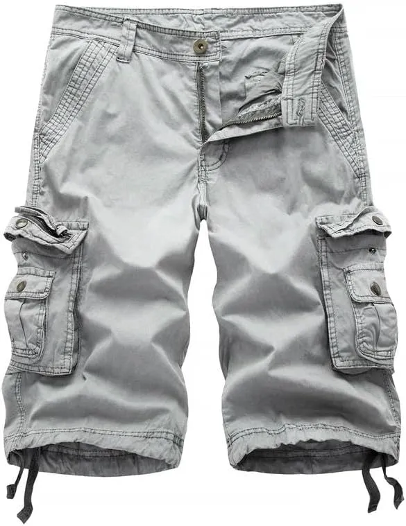 Men's Summer Cotton Army Military Tactical-Style Cargo Shorts Casual Streetwear Multi-Pocket
