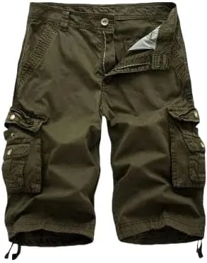 Men's Summer Cotton Army Military Tactical-Style Cargo Shorts Casual Streetwear Multi-Pocket