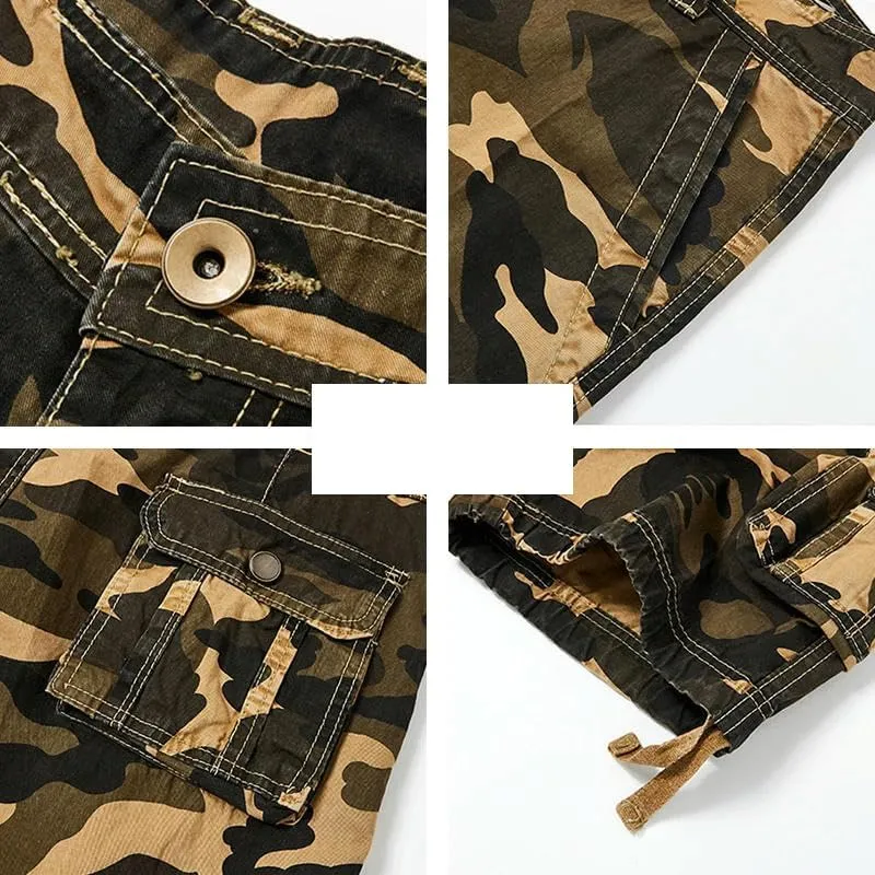 Men's Summer Cotton Buttons Tooling Straight Breathable Outdoor Leisure Comfortable Shorts