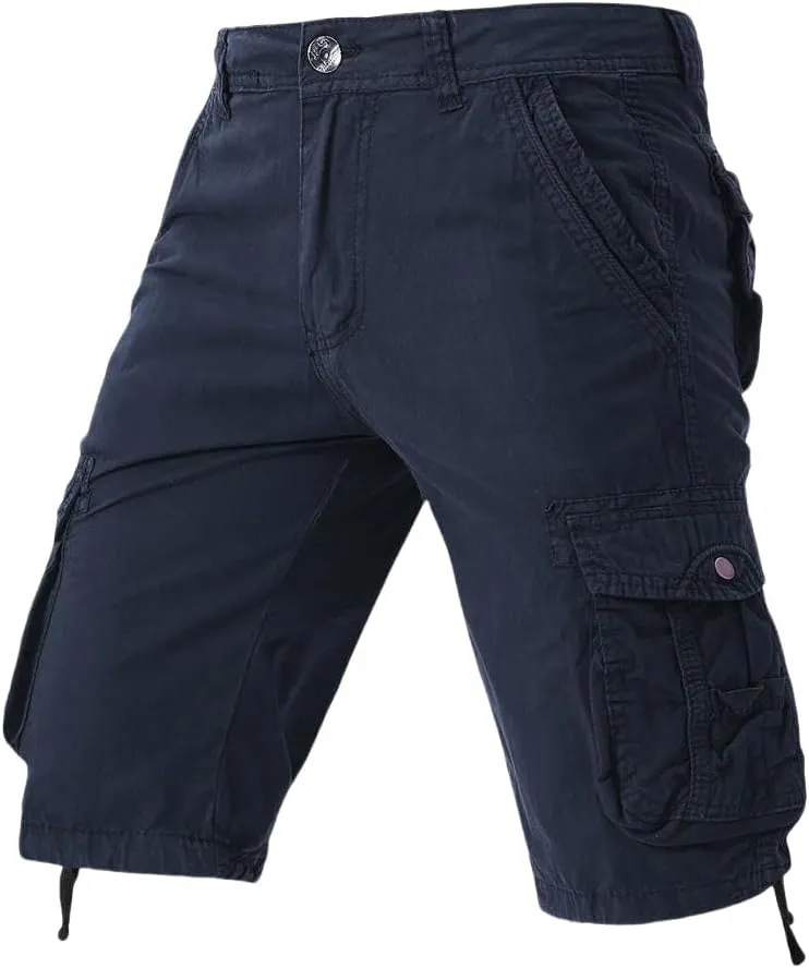 Men's Summer Plaid Beach Casual Military Bermuda Cargo Overalls No Belt