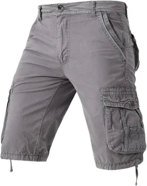 Men's Summer Plaid Beach Casual Military Bermuda Cargo Overalls No Belt