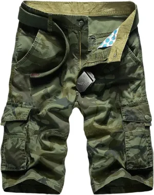 Men's Summer Plaid Beach Casual Military Bermuda Cargo Overalls No Belt