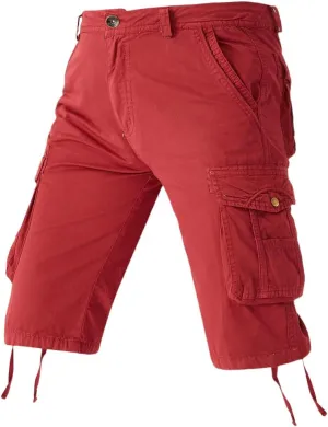 Men's Summer Plaid Beach Casual Military Bermuda Cargo Overalls No Belt
