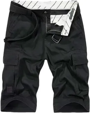Men's Summer Solid Color Cotton Cargo Straight Shorts Outdoor Leisure Button
