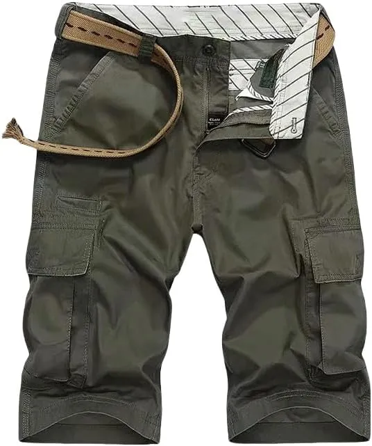 Men's Summer Solid Color Cotton Cargo Straight Shorts Outdoor Leisure Button