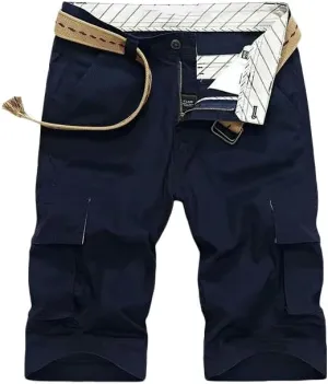 Men's Summer Solid Color Cotton Cargo Straight Shorts Outdoor Leisure Button