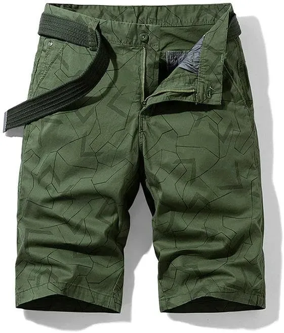 Men's Summer Solid Cotton Outdoor Cargo Leisure Shorts Buttons Straight Comfortable