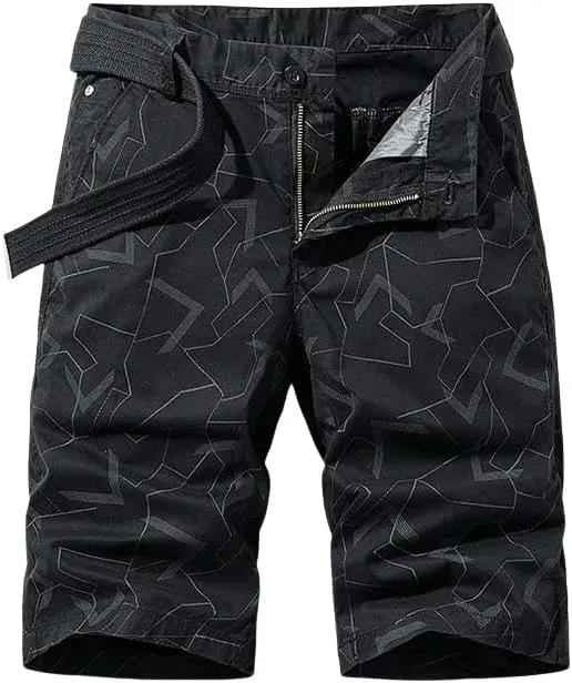 Men's Summer Solid Cotton Outdoor Cargo Leisure Shorts Buttons Straight Comfortable