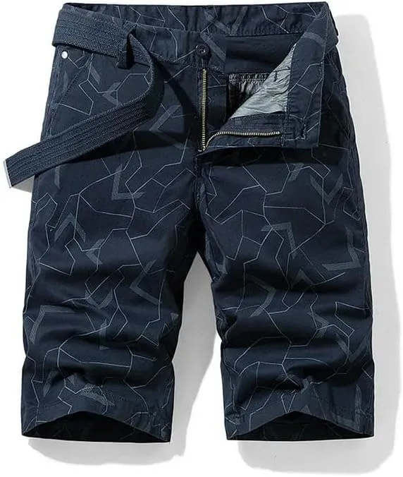 Men's Summer Solid Cotton Outdoor Cargo Leisure Shorts Buttons Straight Comfortable