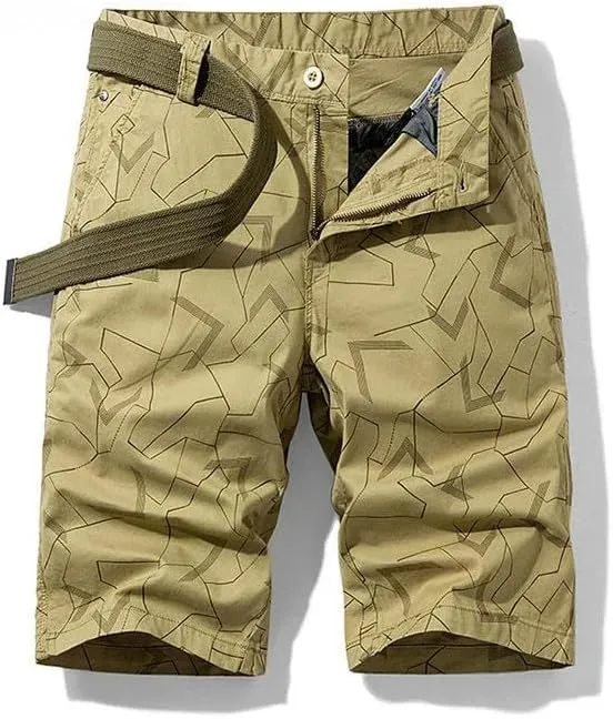 Men's Summer Solid Cotton Outdoor Cargo Leisure Shorts Buttons Straight Comfortable