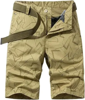 Men's Summer Solid Cotton Outdoor Cargo Leisure Shorts Buttons Straight Comfortable