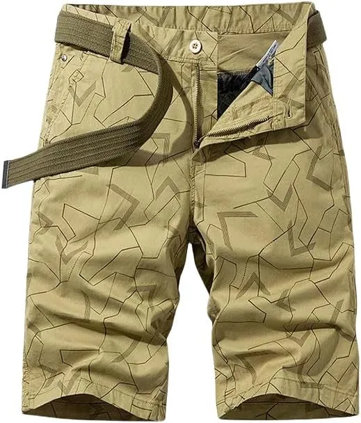 Men's Summer Solid Cotton Outdoor Cargo Leisure Shorts Buttons Straight Comfortable