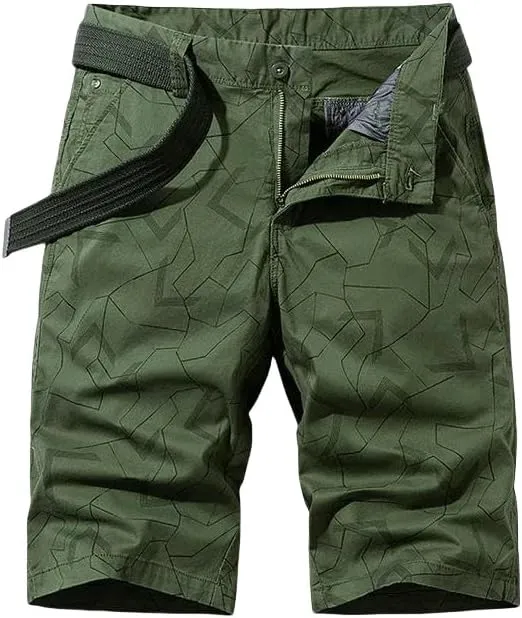 Men's Summer Solid Cotton Outdoor Cargo Leisure Shorts Buttons Straight Comfortable